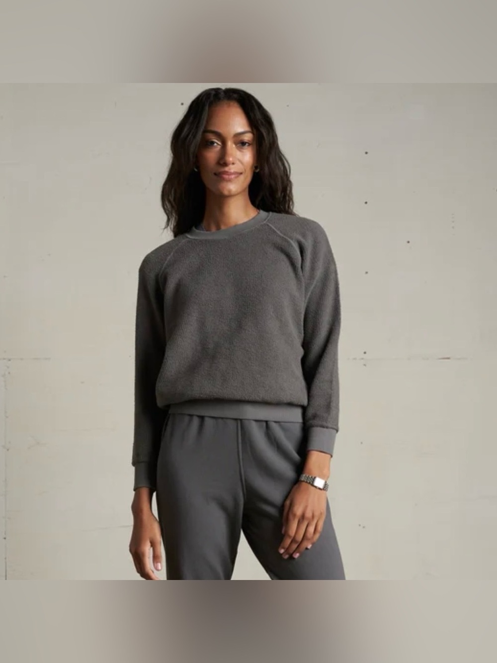 Perfect White Tee Ziggy Reverse Fleece Shrunken Crew Neck Sweatshirt - Picture 2 of 6